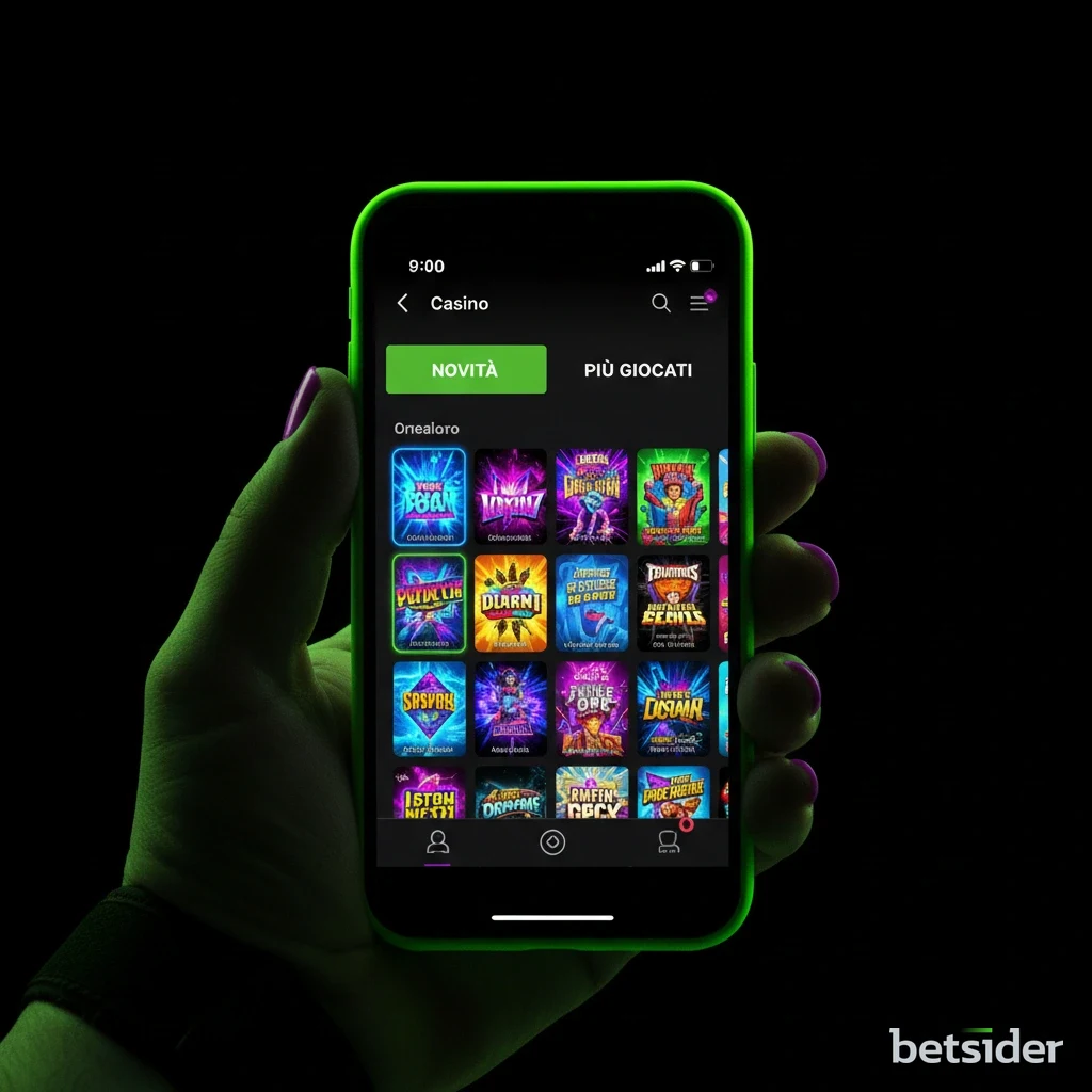 Schermata di una sessione di gioco su una video slot all'interno dell'app Betsider, con i rulli in primo piano.
