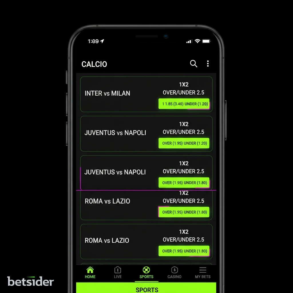 Schermata della lobby del casinò sull'app Betsider, che visualizza una griglia di diverse slot machine popolari.
