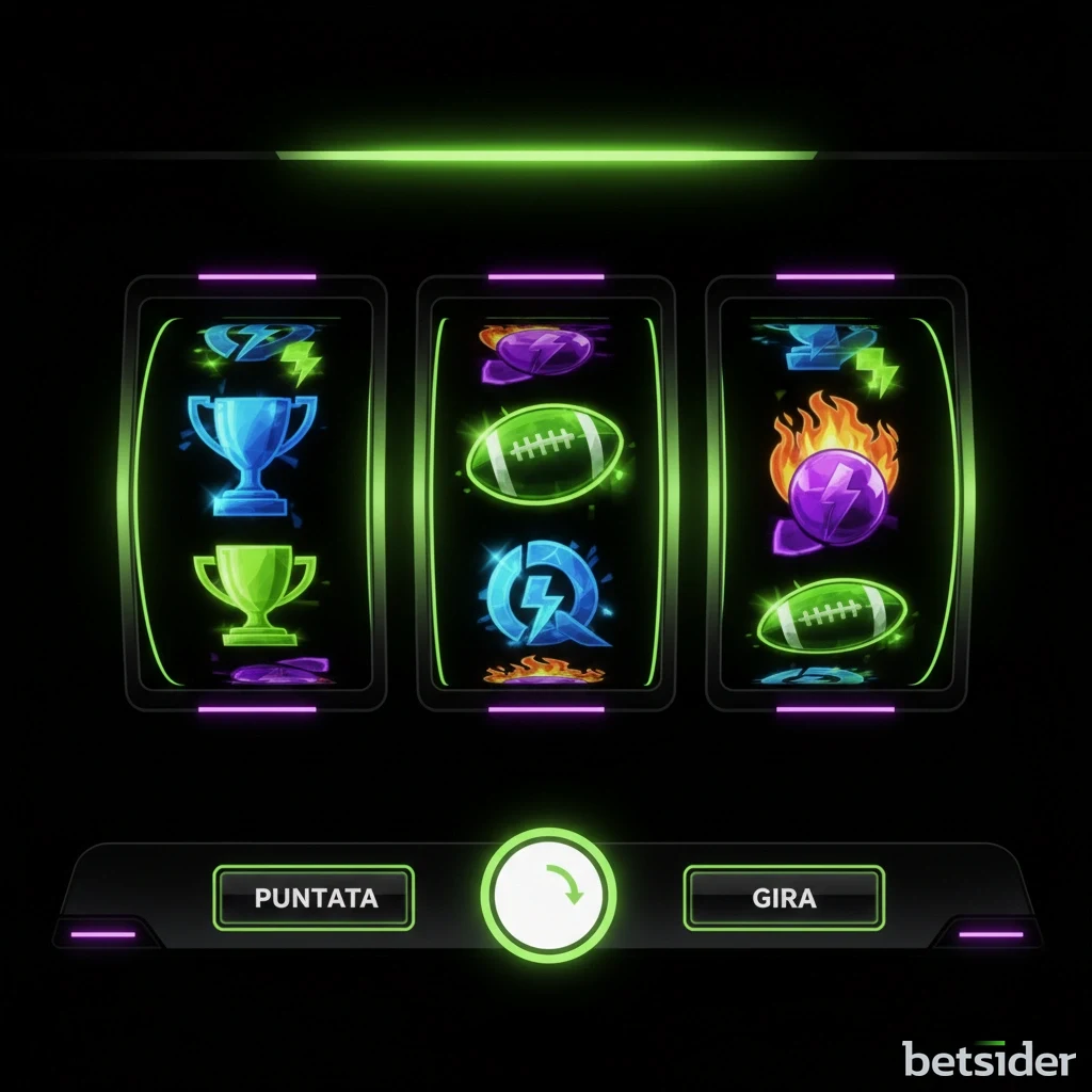 Schermata di una video slot su Betsider con rulli pieni di simboli colorati e un'interfaccia di gioco.