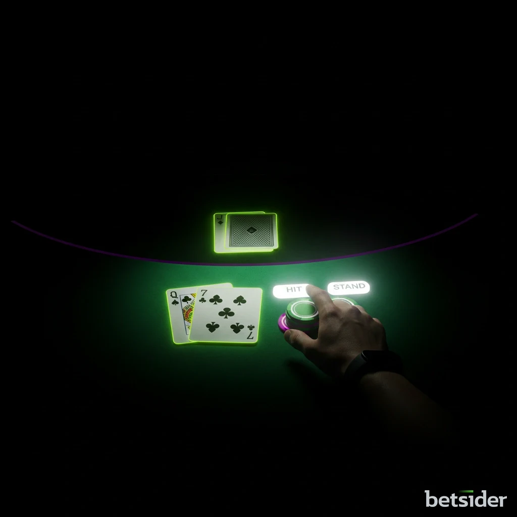 Un dealer professionista in uno studio di casinò dal vivo che gestisce un tavolo da gioco di Baccarat.