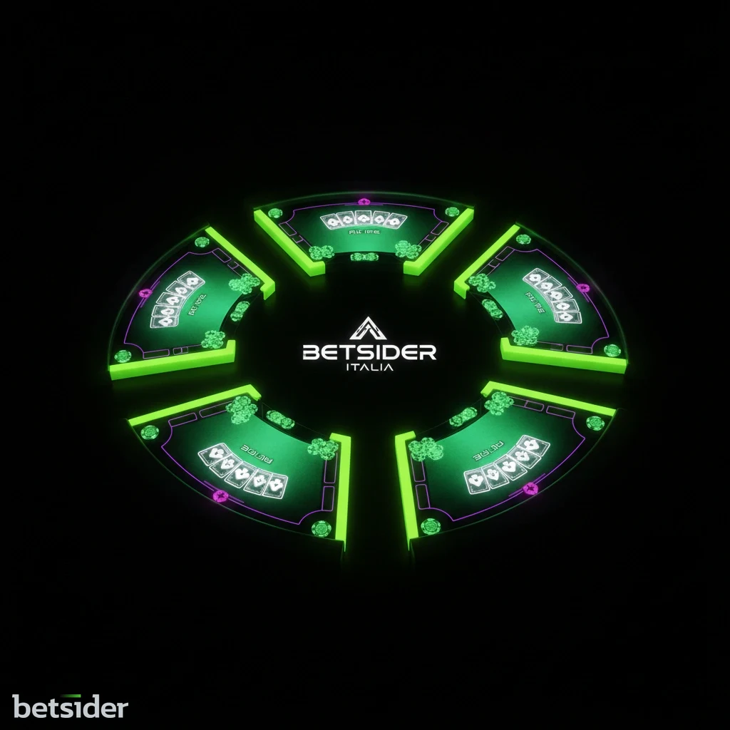Carte scoperte su un tavolo da Baccarat digitale verde.