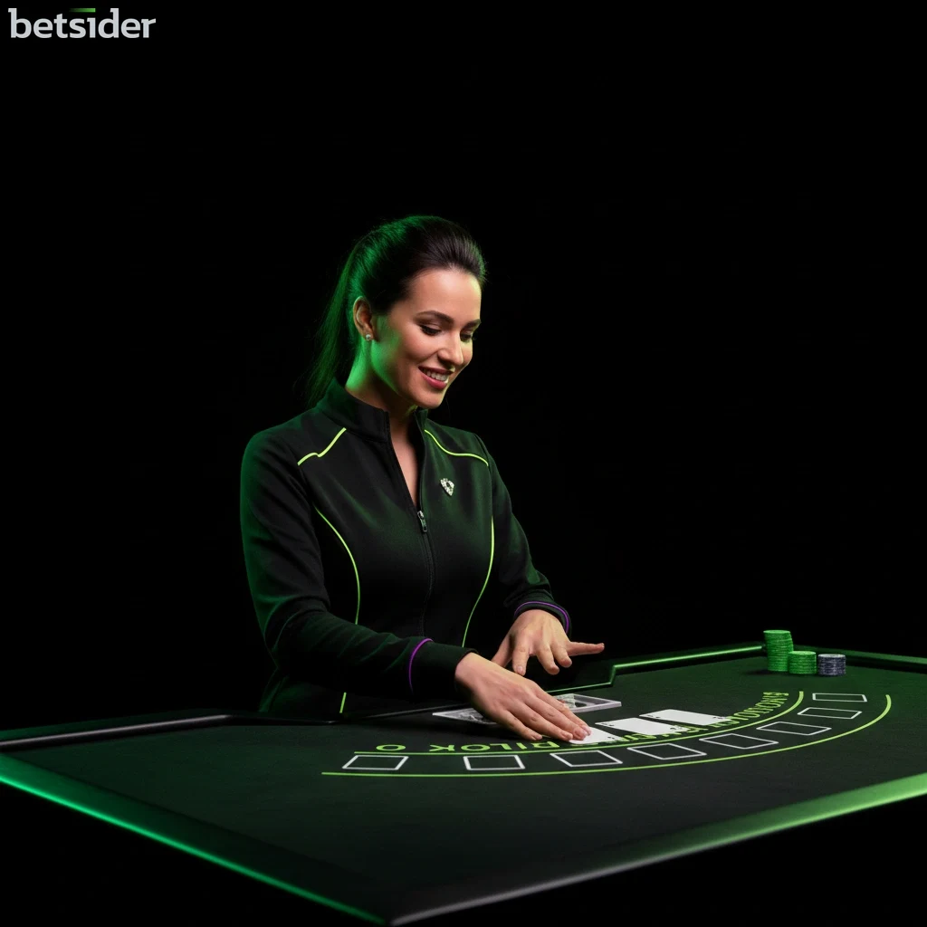 Dealer professionista che distribuisce carte a un tavolo di blackjack live su Betsider.