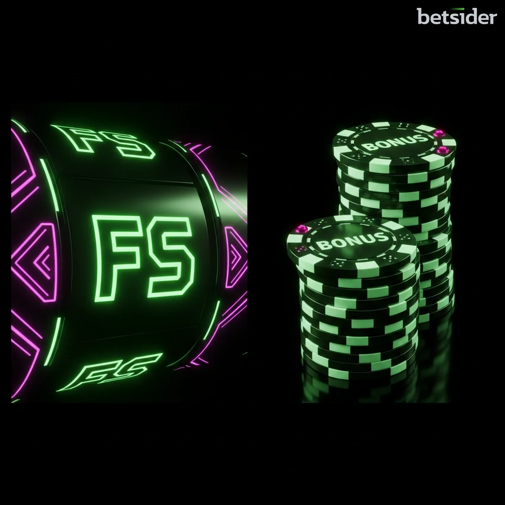 Icona di un Free Spin e fiches da casinò a simboleggiare le due tipologie di bonus senza deposito.