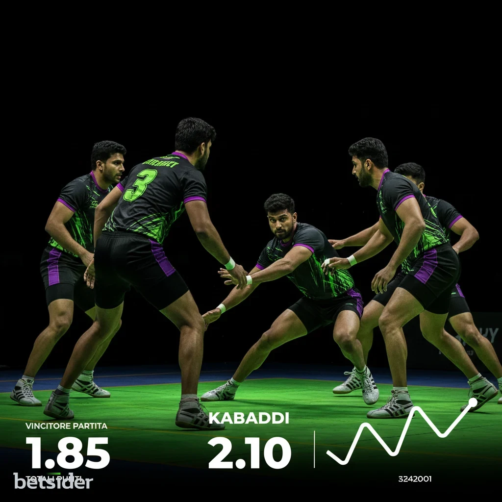 Giocatori di Kabaddi in azione.