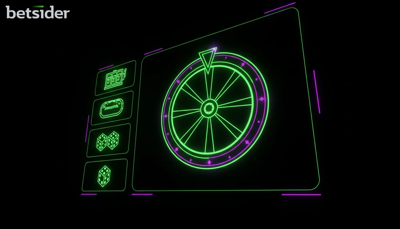 Lobby virtuale di un casinò online con icone di slot, roulette e blackjack